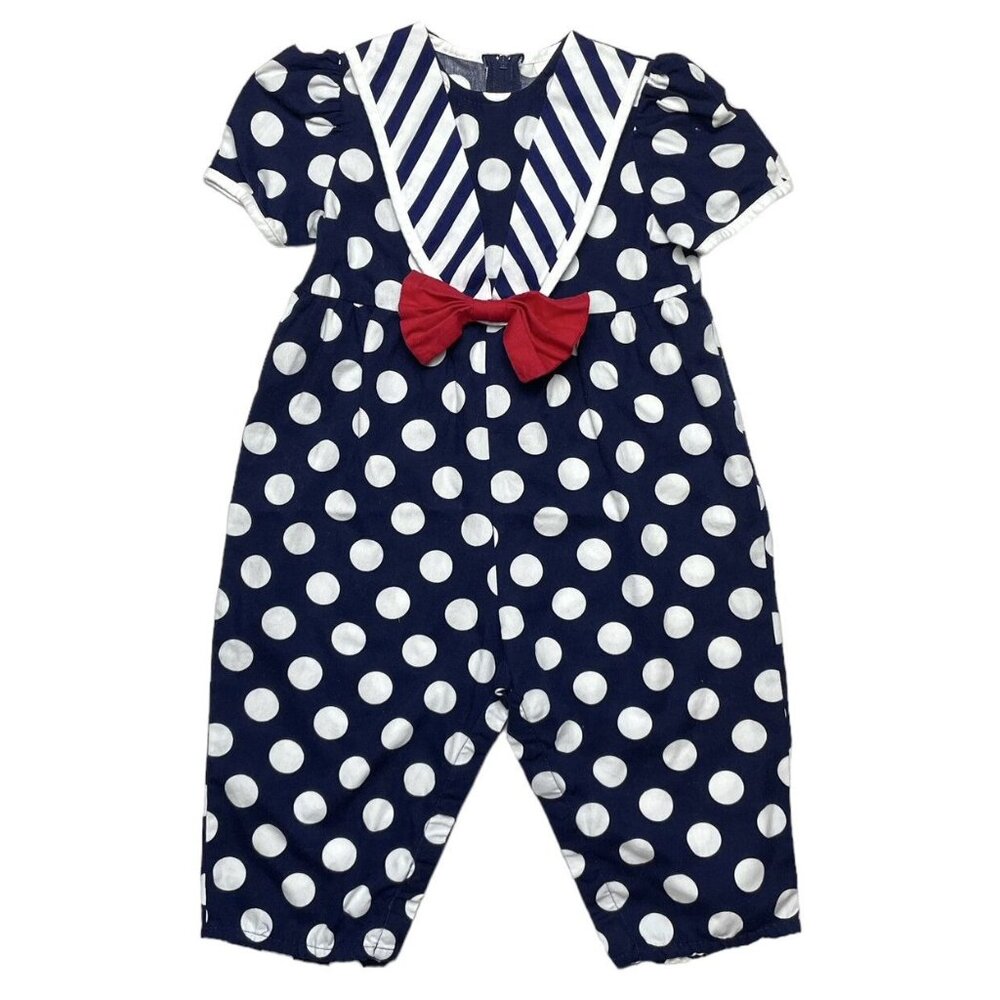 Vintage Isababies By Isabella Sailor Romper Blue White 18 Mons
